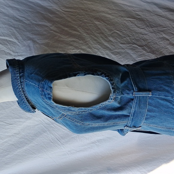 Women's Blue Denim Belted Midi Western Dress Size 8 Blue - Picture 6 of 16